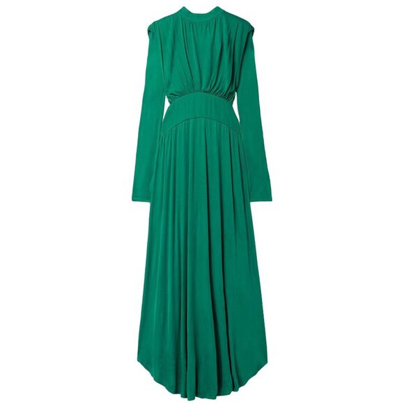 Farm Rio Womens Cutout Gathered Jersey Maxi Dress X-Small Emerald - NWT $250 - Picture 1 of 5